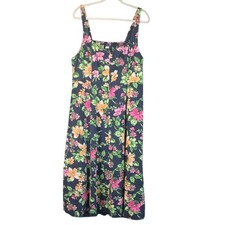 Old Navy Women XL Navy Floral Linen Blend Sleeveless Coastal/LagenVacationDress