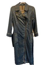 Ralph Lauren Denim Moto Dress Women’s 12 Zip Front Jean Shirt Dress Trench 3/4