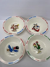 Vintage Kellogg’s Cereal Bowls, Complete 1995 Collector Set Of 4 Plastic 90th
