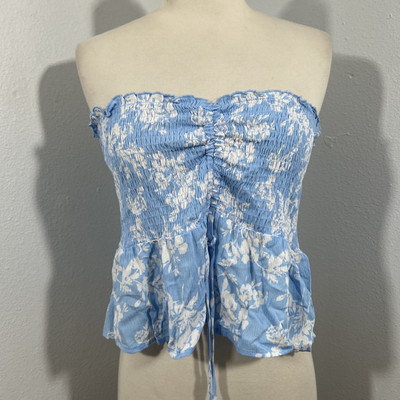 Timing Blouse Womens Large Floral Smoke Tube Sleeveless Fairy Y2K