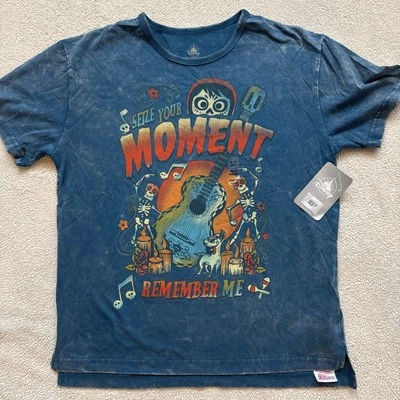 DISNEY PIXAR Disney Parks Pixar Coco Themed Short Sleeve Shirt Seize Your Moment Guitar NWT