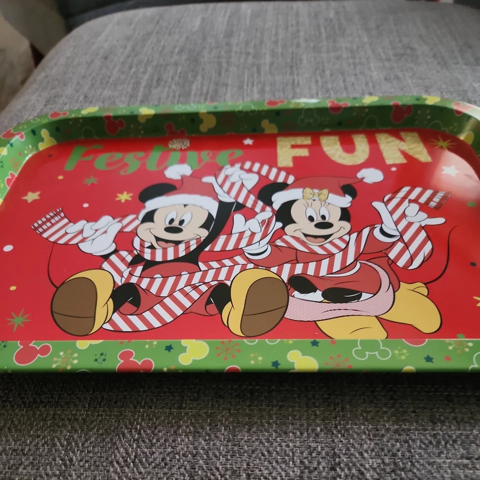 Disney Christmas Mickey and Minnie Tray- Rectangular Tin Serving Tray- 13.5" L  - Image 4 of 4