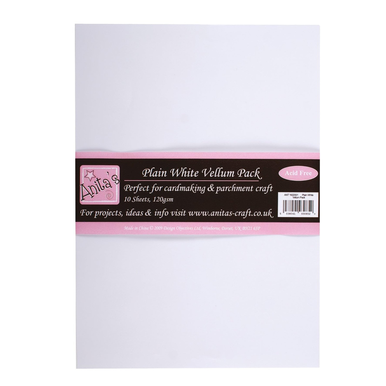 Anita's Parchment Vellum, A4, White, 120gsm, Pack of 10, for 4 by 4"", White