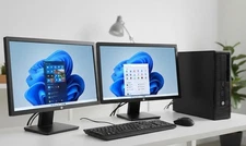 hp Desktop PC Computer Quad Core 16GB RAM DUAL 22" LCDs Wi-Fi BT Windows 11 SSD