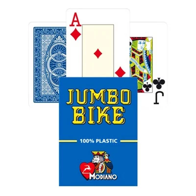 Modiano Trophée Jumbo Vélo Bleu Cartes De Poker 100% Plastique - Photo 1/4