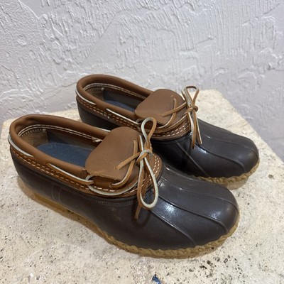 LL Bean Boots Women's 8 M Brown Low Rubber Moc Leather Duck Shoes Made in USA