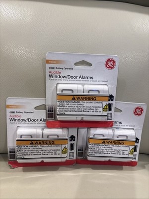 3 Pk Of 2(6) GE Indoor Security Audible Window/Door Alarms Sensor NEW 45115