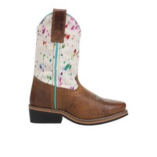 Dan Post Boots Rumi Cow Metallic Square Toe Pull On Cowboy    Girls Brown, Of