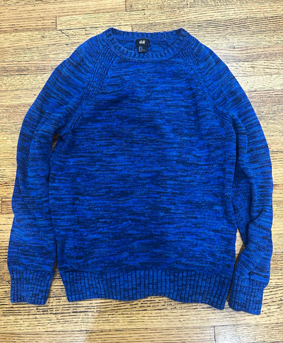 H&M Blue Knit Crewneck Pullover Sweater Long Sleeve Regular Size M