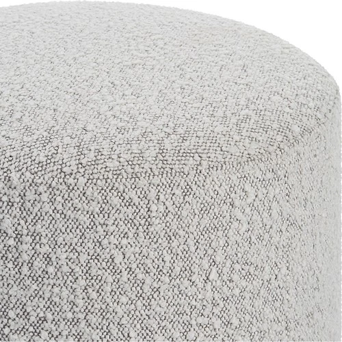 Uttermost 23665 Avila 18 inch Ivory and Warm Gray Boucle Fabric Ottoman - Picture 2 of 4
