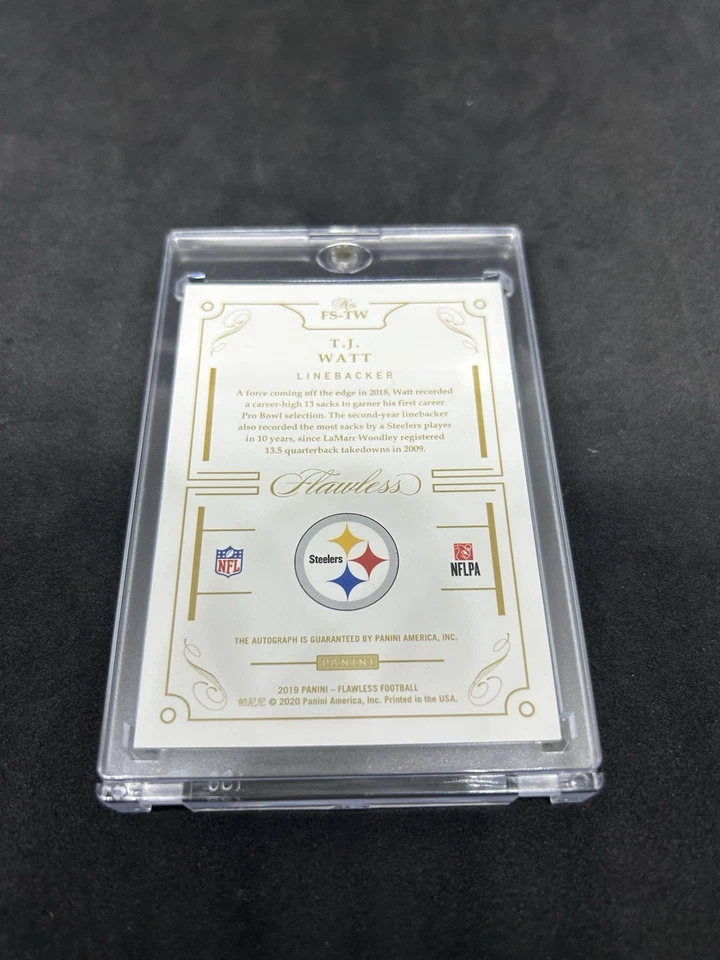 T.J. Watt 2019 Panini Flawless Signatures Auto /5 On Card Short Print! Rare - Image 2 of 2