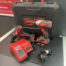 Milwaukee Cordless Drill & Driver Twin Pack Set M18 BPP2Q-402C Brushed 1x 4Ah