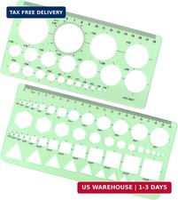 2 Pack Circle Template Geometric Drawing Stencils Drafting Ruler School Office
