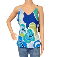 NWT Wm Natori Spaghetti Strap Tank Top SzM Whimsi Colorful Spring Vacation Silky
