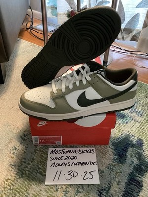 DS 2025 Nike Dunk Low Retro Neutral Olive Cargo Khaki & White Men s Sz 13
