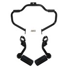 Black Mustache Engine Guard Crash Bar FootPegs Clamp For Harley Softail 00 17 16