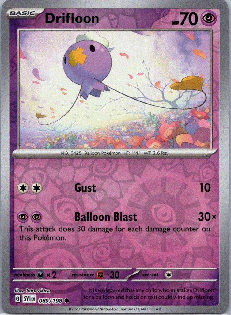 Pokemon TCG Drifloon 89/198 Scarlet Violet Rev Holo NM