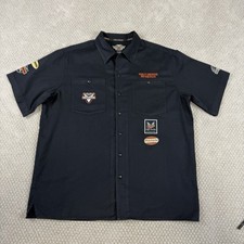 Harley Davidson Mechanic Shirt Mens Size XL Black Motorcycle Biker Button Up