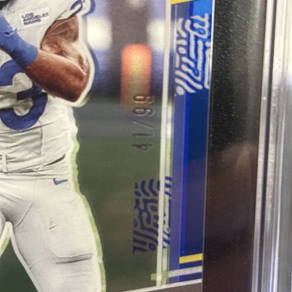 2023 Clearly Donruss Kyren Williams Blue 41/99 Los Angeles Rams SGC 10 POP 1 - Image 3 of 4