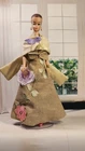 Ooak Handmade Metallic Gown Fits Vntg Barbie & others W/accessories