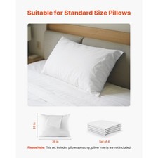 Pillow Protectors, 4 Pack Waterproof Pillow Protectors with Hidden Zipper, Breat