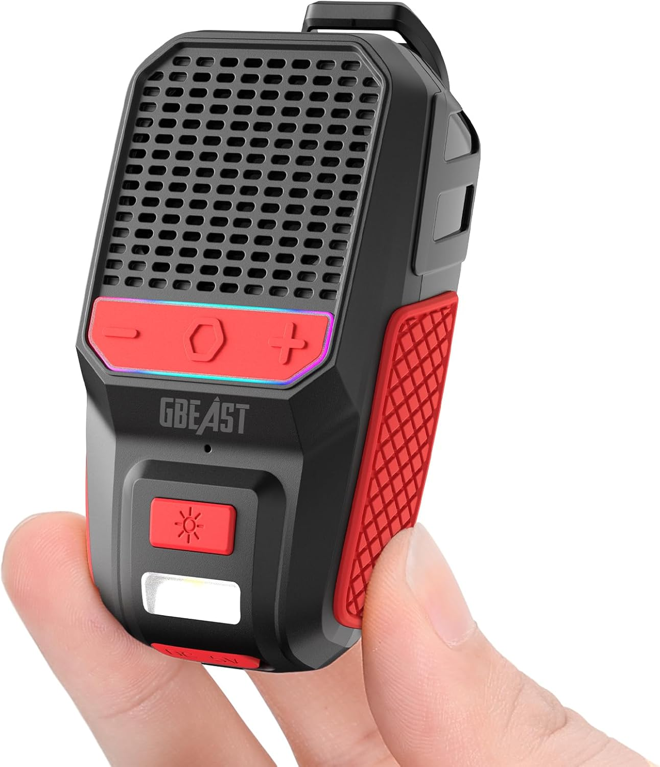Wearable Bluetooth Speaker with Rgb/Flashlight, IPX6 Waterproof Clip-On Portable