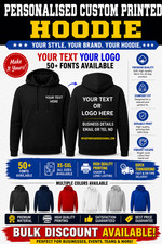 Personalised Custom Printed Hoodie stag hen your text logo unisex workwear top