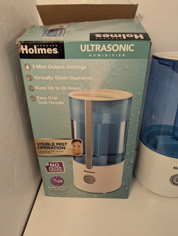 Holmes Ultrasonic Cool Mist Filter Free Humidifier White Tested Working  - Image 2 of 4