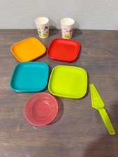 Vintage Tupperware Kids Mini Serving Pieces Plates, Cups, Bowl 8 Pieces
