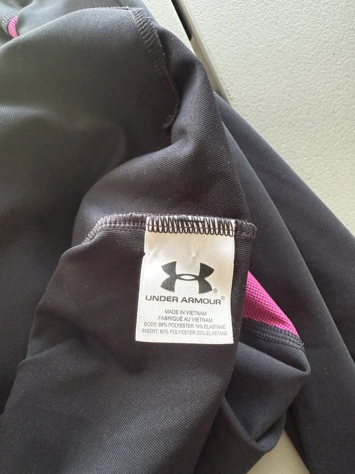 Sudadera con Capucha Under Armour Mujer Grande Negra y Rosa Cremallera Completa Correr Entrenamiento Yoga Foto 3 de 4