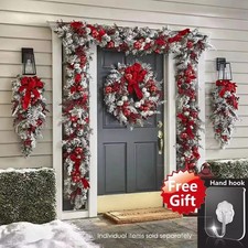 Christmas Wreath For Front Door Red Ball Ornaments Hanging Christmas Decorations