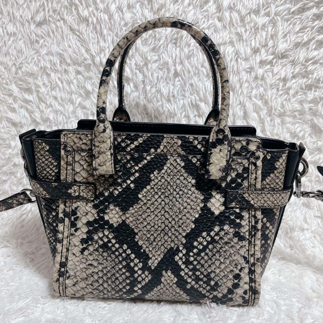 COACH 2Way Shoulder Bag Python Embossed Swagger 3… - image 4