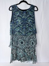 Desigual Women’s Size Large Floral Print Blue Green Sleeveless Dress