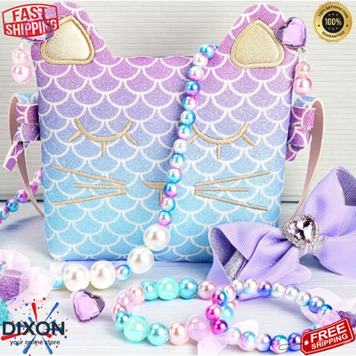 #ad Toddler Girl Purse Dress Up Jewelry Play Set Mermaid Accessories Gift $14.99