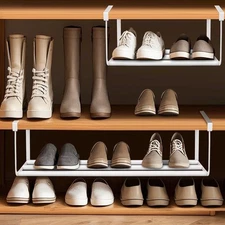 Expandable Shoe Rack for Closet, Adjustable Shoe Organizer, Retractable Carbo...