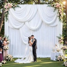 10ft x 14ft White Backdrop Curtains for Parties, 2 Panels Wrinkle Free Photo ...