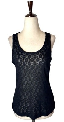 Rag & Bone Tank Top Women XS Black Geometric Sheer Whimsigoth Gothic Athleisure