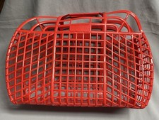 Red Plastic Carrying Bag Craft Basket for Yarn Made In USA Leon? Vintage