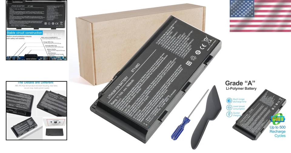 高容量 11.1 伏 7800mAh 锂离子电池 适用于 MSI 便携式电脑 型号 GT60 GT70 — 第 2/4 张图片