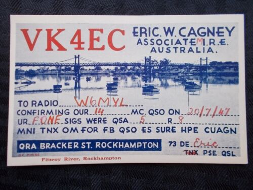 CARTE RADIO QSL ASSOCIATE MIRE AUSTRALIE VK4EC 1947 C241 - Photo 1/2