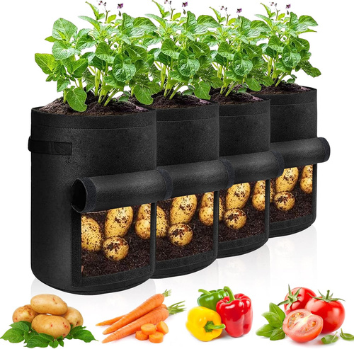 4 Pack Potato Grow Bags 10 Gallon with Flap, Heavy Duty Fabric with Handle and H - Picture 9 of 12