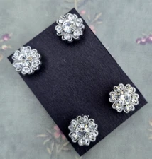 4 set of Crystal Daisy Magnetic Pins. Horse show magnets. Clothing magnetic pins