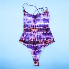 Ayra Swim Purple Tie Dye Medium Spaghetti Straps One Piece Bikini Swimsuit New