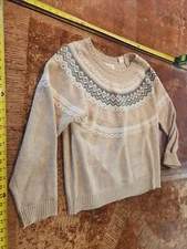 Weatherproof Vintage Mens Crew Neck Beige Sweater Large #S48