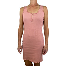 Ambiance Women's Pink Sleeveless Henley Ruffle Dress Size Medium