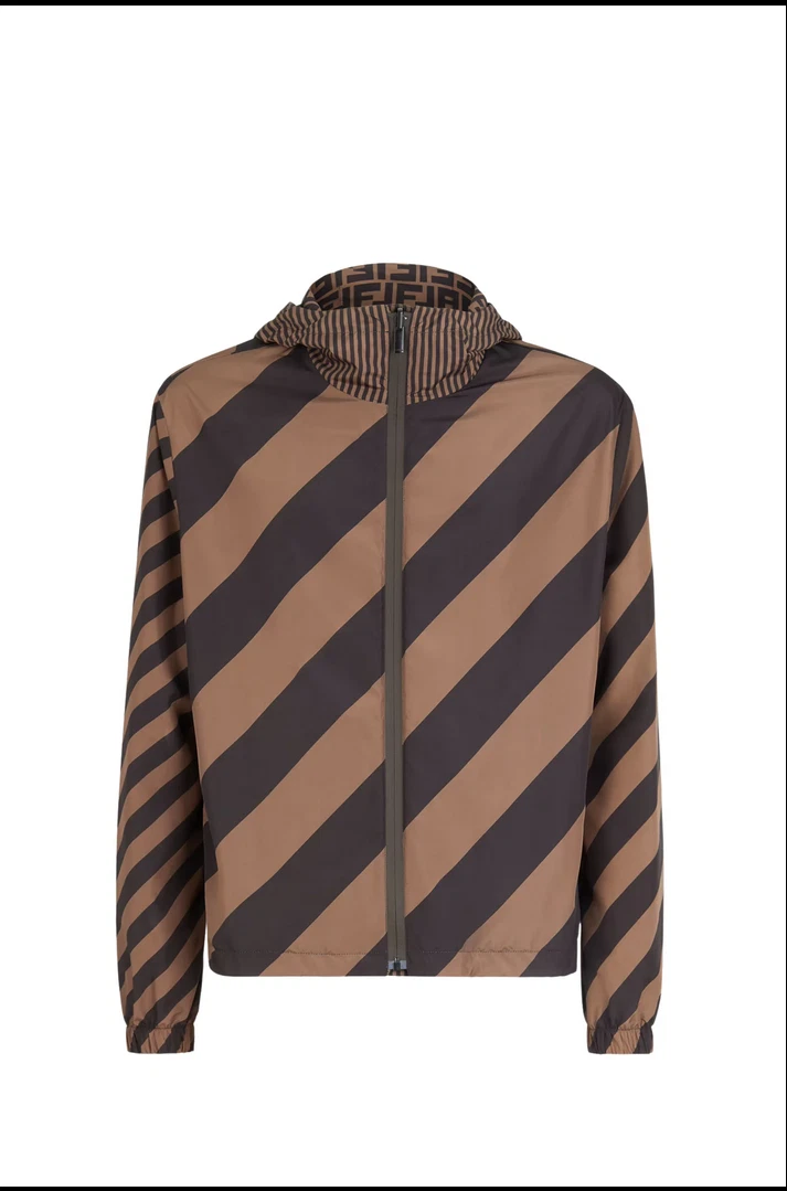 Giacca a vento Fendi Blouson in nylon marrone taglia S M XL