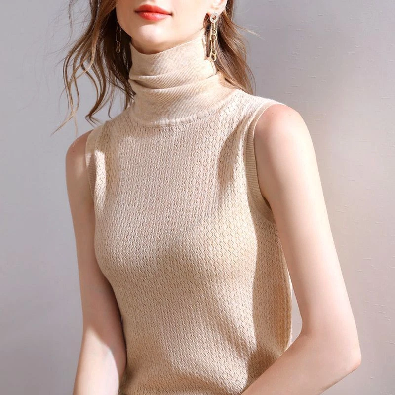 Ladies sleeveless deals polo neck jumpers