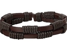 Men's Women Leather Bracelet Wristband Stackable Adjustable Tie 2787