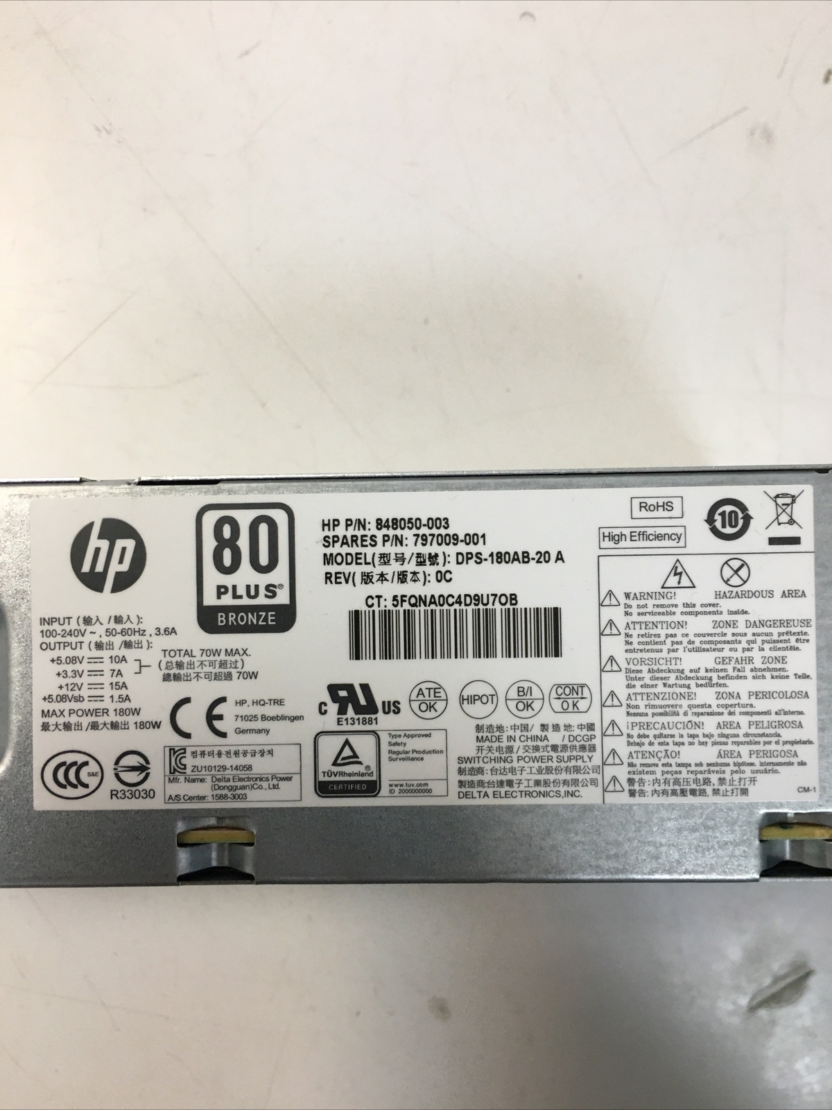 Adaptateur Secteur HP 848050-004 - Pour Ordinateurs HP, En Bon état D'occasion