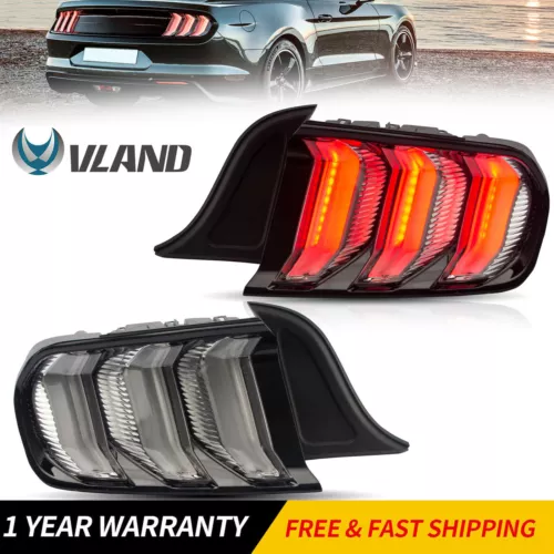 VLAND Taillights LED Clear For 2015-2020 Ford Mustang W/5 Modes W/Sequential Set - Picture 1 of 11